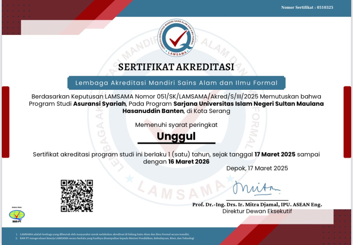 Akreditasi Program Studi Asuransi Syariah