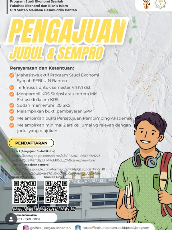 Pengajuan Judul Skripsi & Seminar Proposal (SEMPRO) Periode 2 telah resmi DIBUKA!
